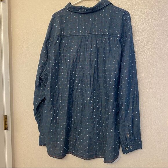 Carbon 2 Cobalt Button Down Shirt Cotton Woven 2 Ply Confetti Sprinkle Blue XXL - Picture 4 of 10